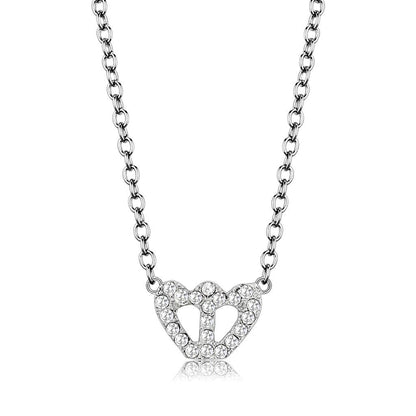 LO4694 - Rhodium Brass Necklace with Top Grade Crystal  in Clear-0