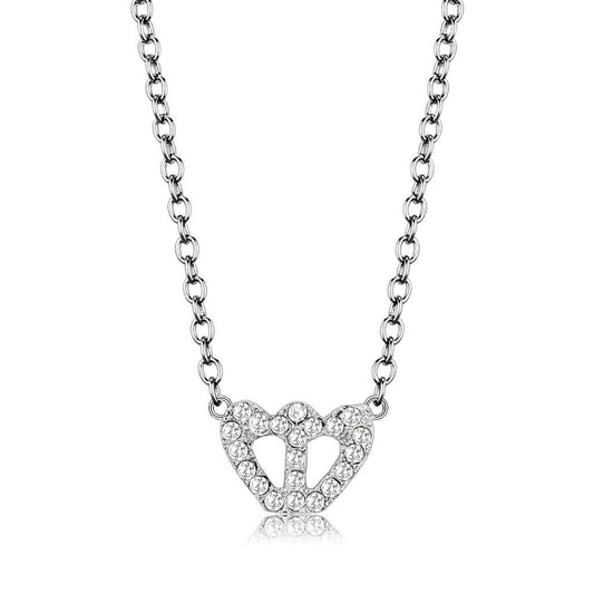 LO4694 - Rhodium Brass Necklace with Top Grade Crystal  in Clear-0