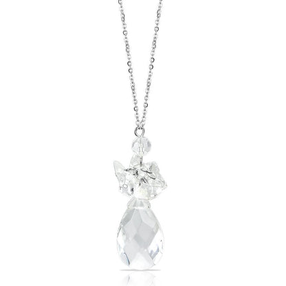 LO4711 - Rhodium Brass Chain Pendant with AAA Grade CZ  in Clear-0
