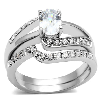 LO4712 - Rhodium Brass Ring with AAA Grade CZ  in Clear-0
