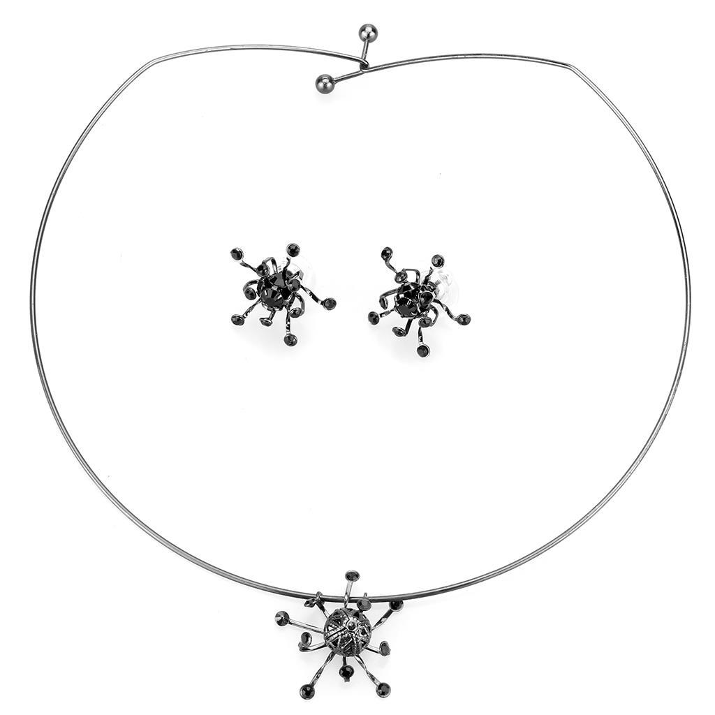 LO4726 - Ruthenium White Metal Jewelry Sets with Top Grade Crystal  in Jet-0