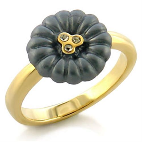 LO519 - Gold White Metal Ring with Top Grade Crystal  in Blue Topaz-0