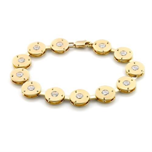 LO591 - Matte Gold & Gold Brass Bracelet with AAA Grade CZ  in Clear-0