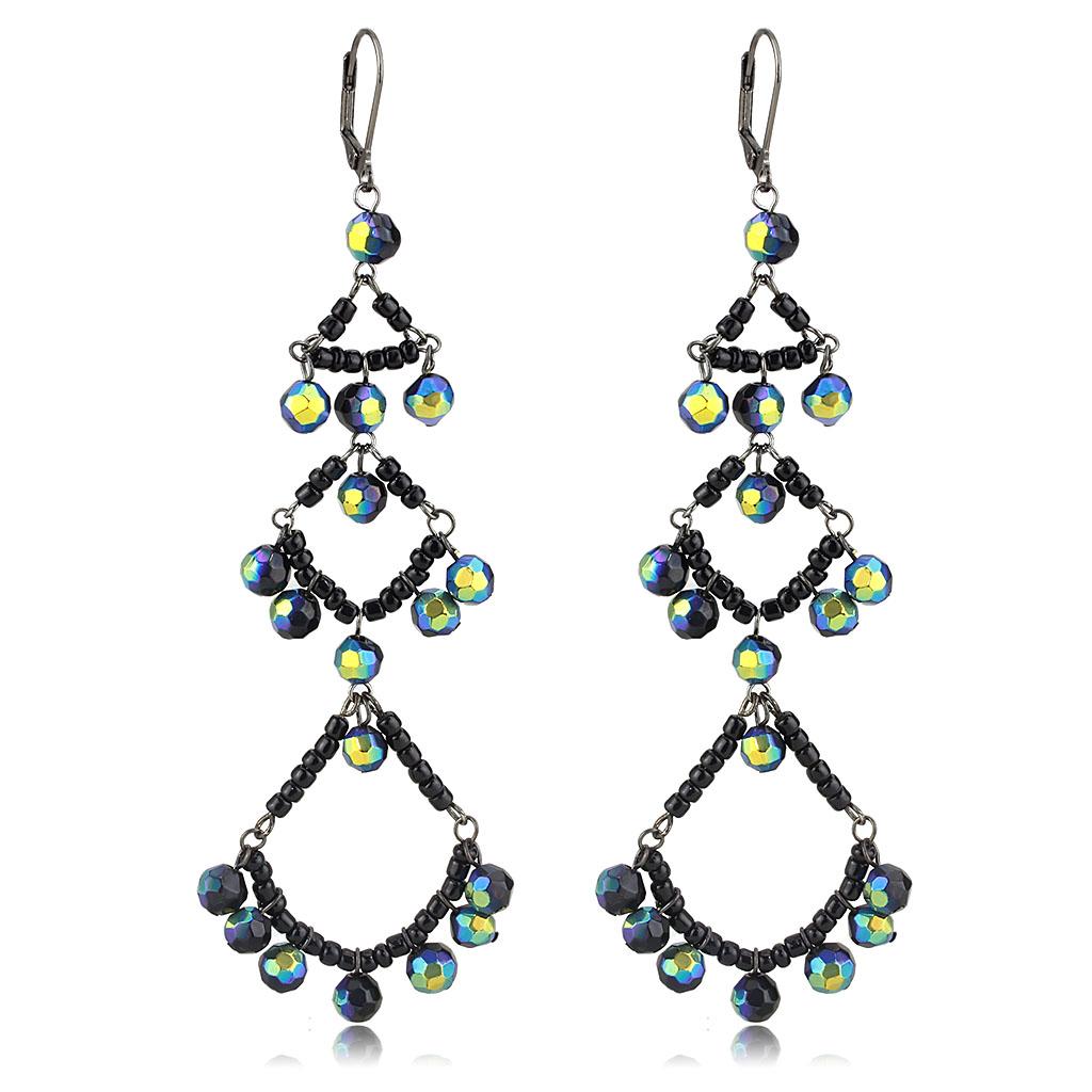 LO628 - Antique Silver Brass Earrings with Top Grade Crystal  in Multi Color-0