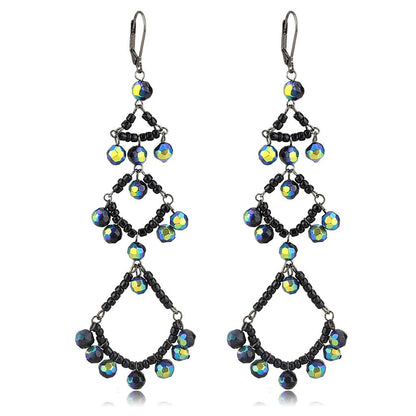 LO628 - Antique Silver Brass Earrings with Top Grade Crystal  in Multi Color-0