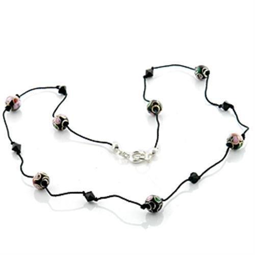 LO737 -  Brass Necklace with Epoxy  in Multi Color-0