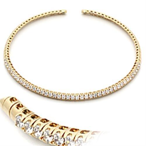 LO830 - Gold Brass Necklace with AAA Grade CZ  in Clear-0
