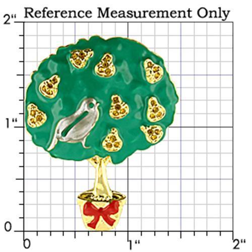 LO834 - Gold+Rhodium White Metal Brooches with Top Grade Crystal  in Topaz-1