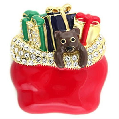 LO838 - Gold White Metal Brooches with Top Grade Crystal  in Clear-0