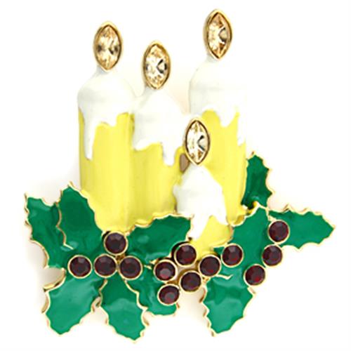 LO844 - Gold White Metal Brooches with Top Grade Crystal  in Citrine Yellow-0