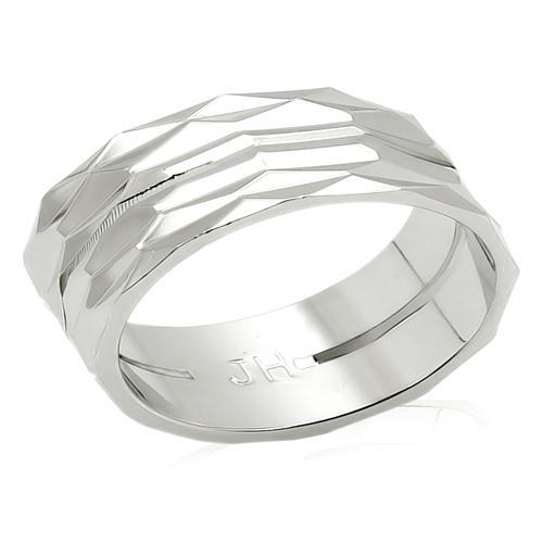 LO990 - Imitation Rhodium Brass Ring with No Stone-0