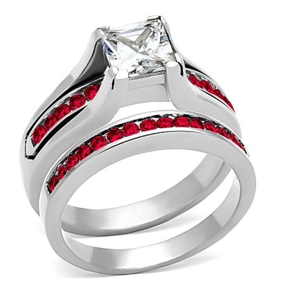 LOA1362 - High polished (no plating) Stainless Steel Ring with AAA Grade CZ  in Multi Color-0