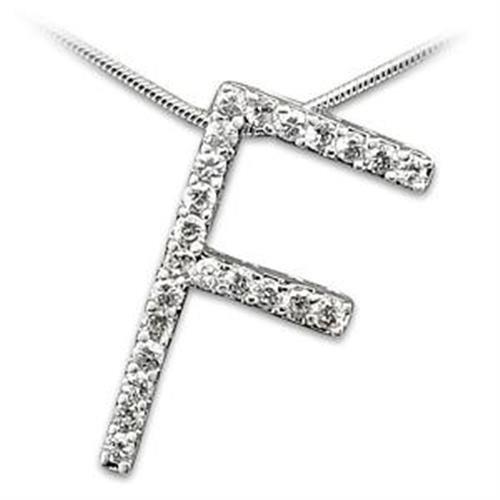 LOA257 - High-Polished 925 Sterling Silver Pendant with AAA Grade CZ  in Clear-0