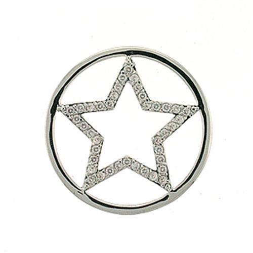 LOA316 - Rhodium Brass Pendant with AAA Grade CZ  in Clear-0