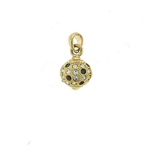 LOA393 - Gold Brass Pendant with Top Grade Crystal  in Multi Color-0