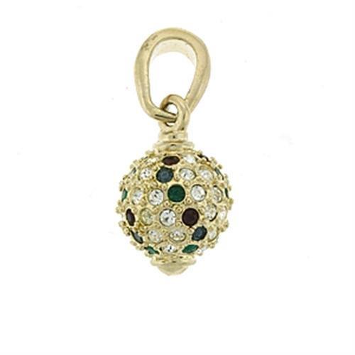 LOA394 - Gold Brass Pendant with Top Grade Crystal  in Multi Color-0