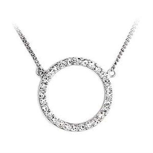 LOA478 - Rhodium Brass Necklace with Top Grade Crystal  in Clear-0