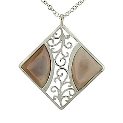 LOA532 - High-Polished 925 Sterling Silver Chain Pendant with Precious Stone Conch in Rose-0