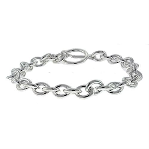 LOA537 - Silver Brass Bracelet with No Stone-0