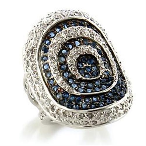 LOA575 - Rhodium + Ruthenium Brass Ring with Synthetic Spinel in Montana-0