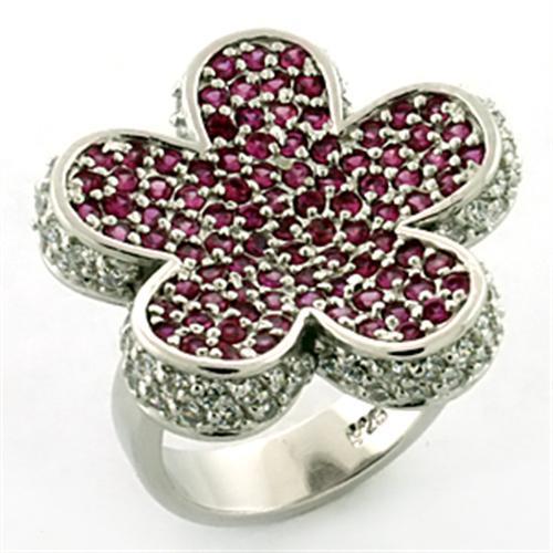 LOA647 - Rhodium 925 Sterling Silver Ring with AAA Grade CZ  in Siam-0