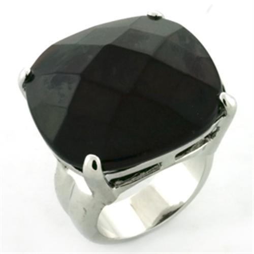 LOA675 - Rhodium Brass Ring with AAA Grade CZ  in Garnet-0