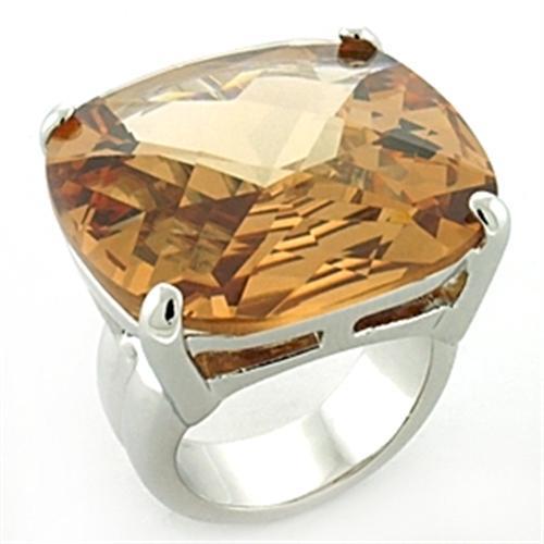 LOA679 - Rhodium Brass Ring with AAA Grade CZ  in Topaz-0