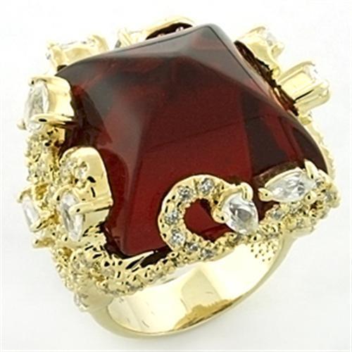 LOA682 - Gold Brass Ring with Synthetic Synthetic Glass in Siam-0