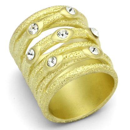 LOA833 - Matte Gold Brass Ring with Top Grade Crystal  in Clear-0