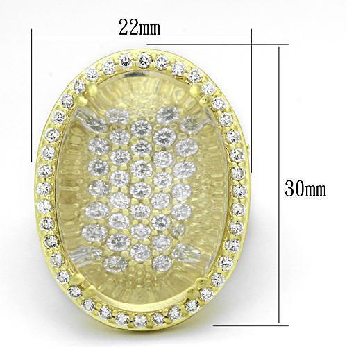 LOA837 - Matte Gold Brass Ring with Synthetic Synthetic Glass in Clear-1