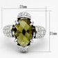 LOA842 - Rhodium Brass Ring with AAA Grade CZ  in Olivine color-1