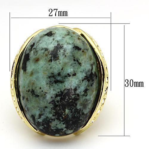 LOA844 - Gold Brass Ring with Semi-Precious Turquoise in Sea Blue-1
