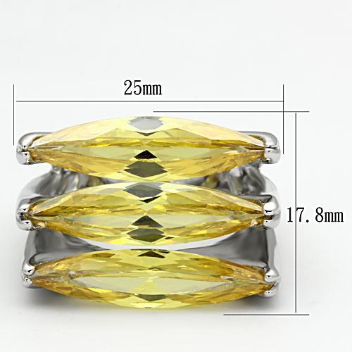 LOA850 - Rhodium Brass Ring with AAA Grade CZ  in Topaz-1