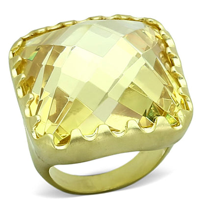 LOA888 - Matte Gold Brass Ring with AAA Grade CZ  in Citrine Yellow-0