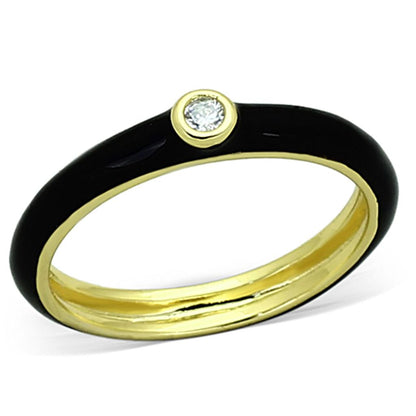 LOA896 - Gold Brass Ring with AAA Grade CZ  in Clear-0