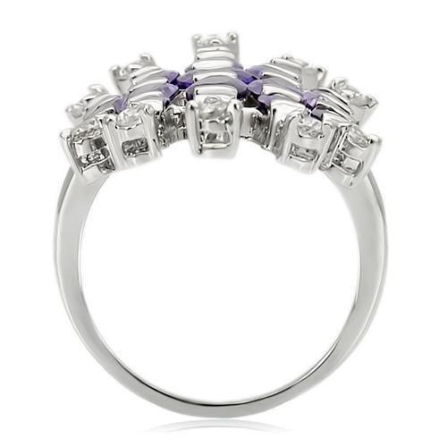 LOA933 - Rhodium Brass Ring with AAA Grade CZ  in Amethyst-3