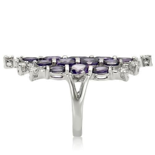 LOA933 - Rhodium Brass Ring with AAA Grade CZ  in Amethyst-4
