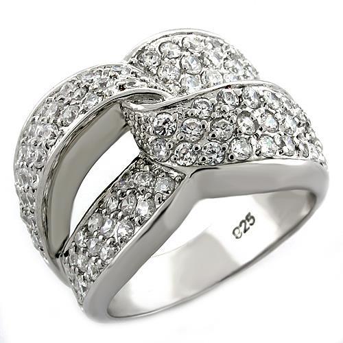 LOAS1006 - Rhodium 925 Sterling Silver Ring with AAA Grade CZ  in Clear-0