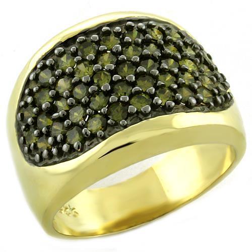 LOAS1042 - Gold 925 Sterling Silver Ring with AAA Grade CZ  in Peridot-0