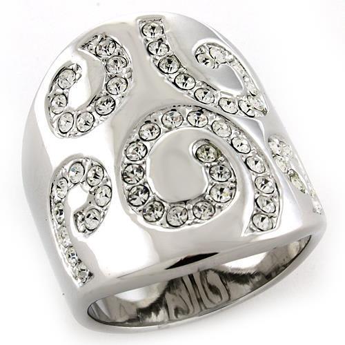 LOAS1074 - Rhodium 925 Sterling Silver Ring with Top Grade Crystal  in Clear-0