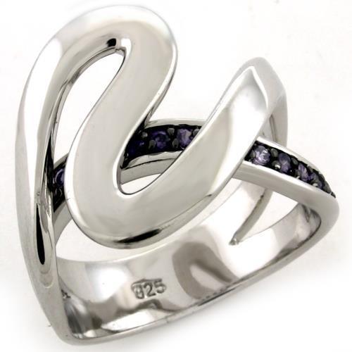 LOAS1102 - Rhodium 925 Sterling Silver Ring with AAA Grade CZ  in Amethyst-0