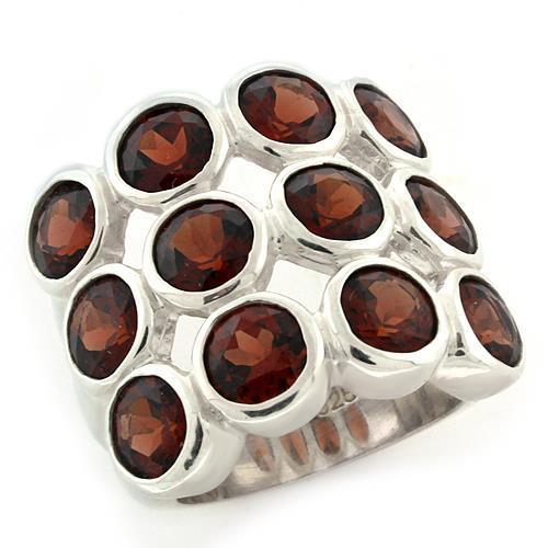 LOAS1120 - High-Polished 925 Sterling Silver Ring with Semi-Precious Spinel in Garnet-0