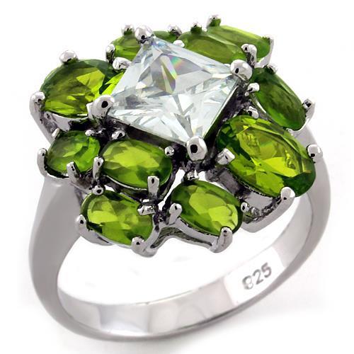 LOAS1130 - Rhodium 925 Sterling Silver Ring with AAA Grade CZ  in Clear-0
