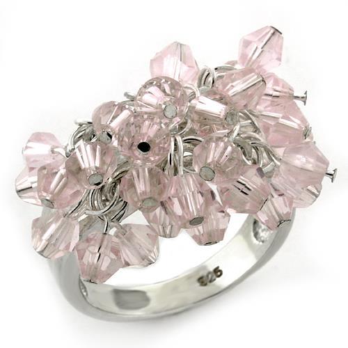 LOAS1141 - High-Polished 925 Sterling Silver Ring with Synthetic Acrylic in Light Rose-0