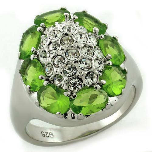 LOAS1153 - High-Polished 925 Sterling Silver Ring with AAA Grade CZ  in Clear-0