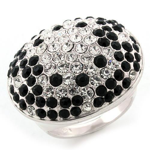 LOAS1160 - High-Polished 925 Sterling Silver Ring with Top Grade Crystal  in Multi Color-0