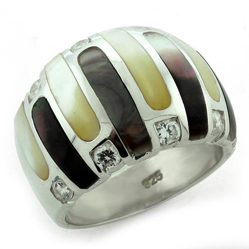 LOAS1167 - High-Polished 925 Sterling Silver Ring with Precious Stone Conch in Multi Color-0