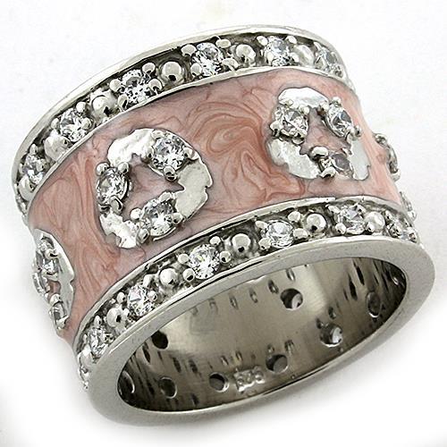 LOAS1181 - Rhodium 925 Sterling Silver Ring with AAA Grade CZ  in Clear-0