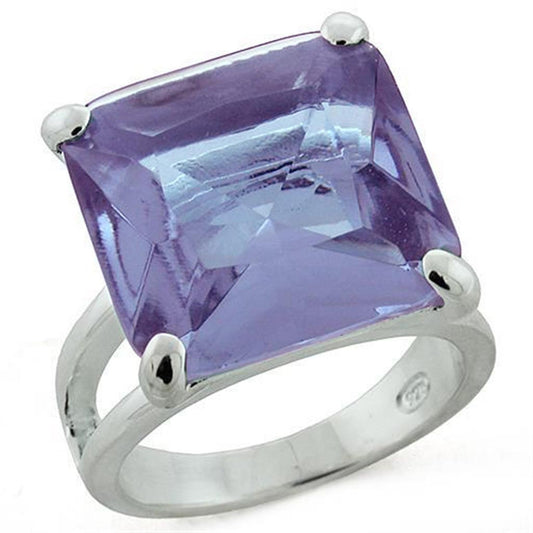 LOAS1203 - High-Polished 925 Sterling Silver Ring with Synthetic Synthetic Glass in Light Amethyst-0