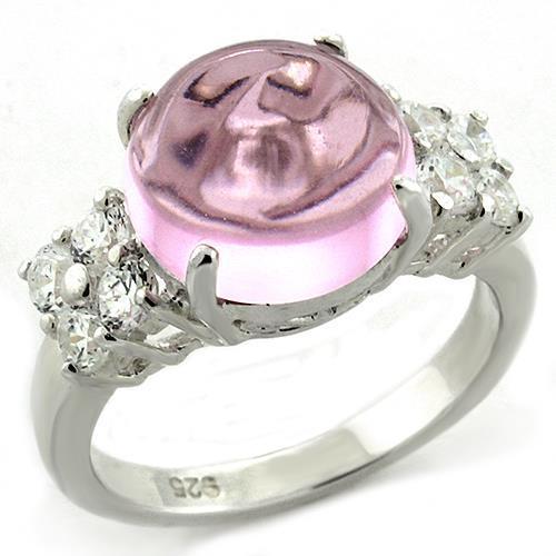 LOAS1206 - High-Polished 925 Sterling Silver Ring with Synthetic Acrylic in Light Rose-0